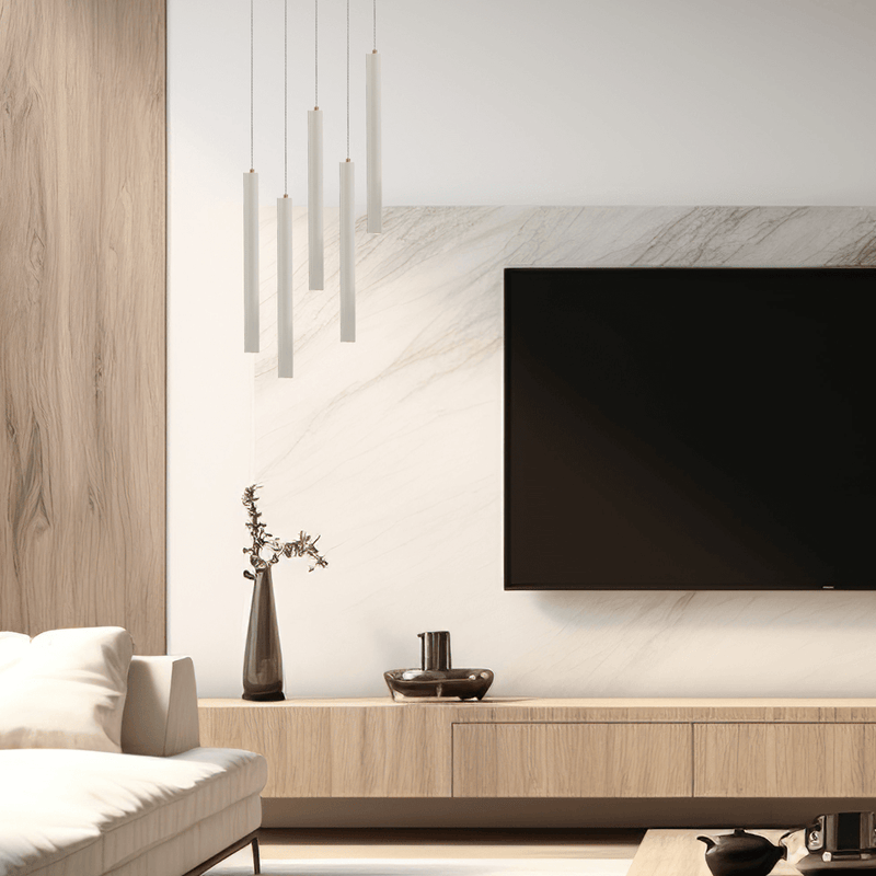 Baton White or Grey Leather and Brass LED Pendant Light - Lighting.co.za