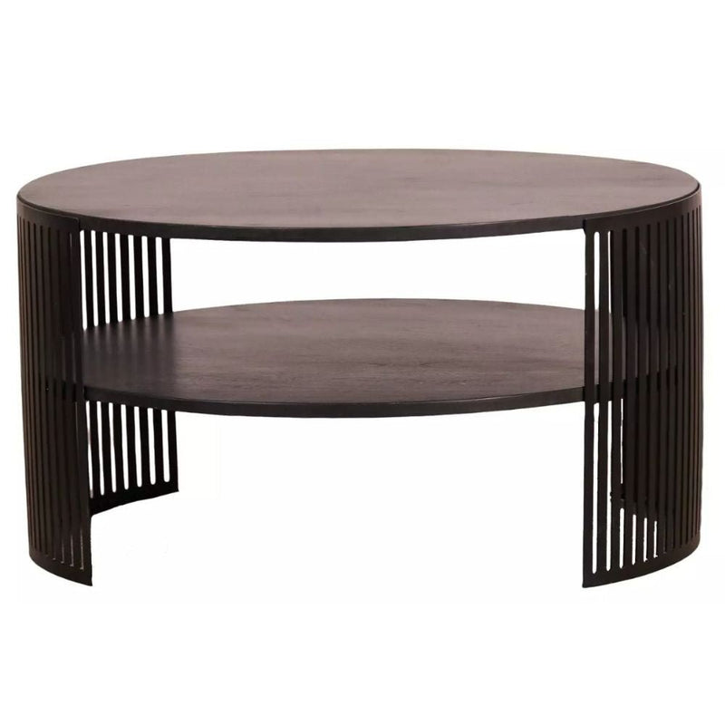 Bella Black Steel and Wood Round Coffee Table - Coffee Table - Lighting.co.za