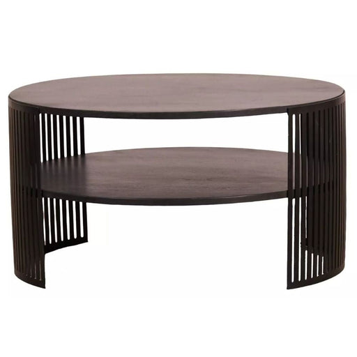 Bella Black Steel and Wood Round Coffee Table - Coffee Table - Lighting.co.za