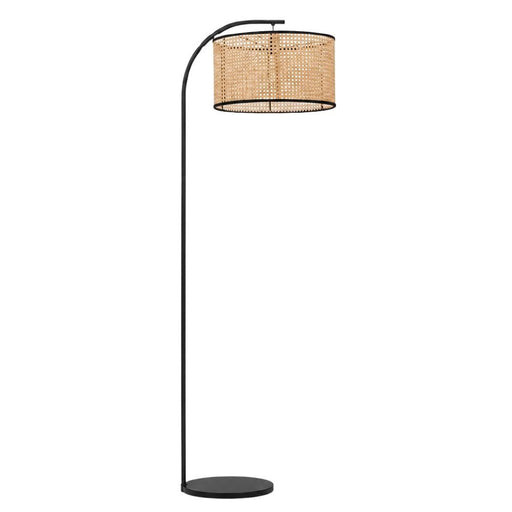 Benny Black Arch Floor Lamp with Woven Dutch Shade - Floor Lamp - Lighting.co.za