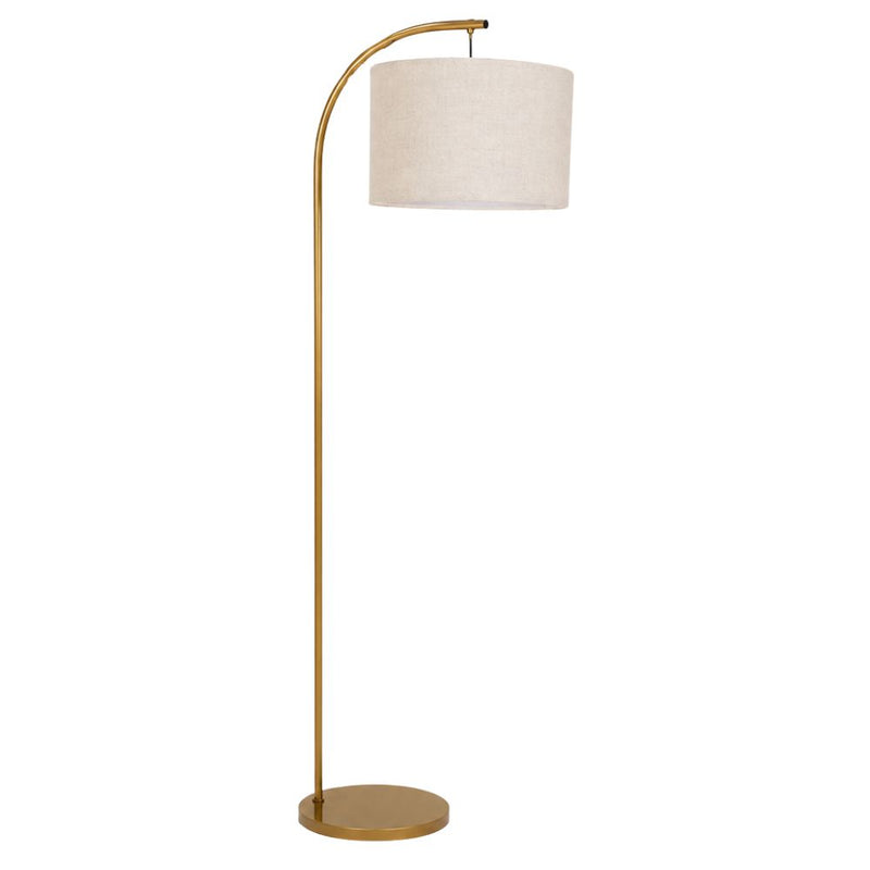 Benny Gold Arch Floor Lamp with Linen Shade