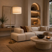 Benny Gold Arch Floor Lamp with Linen Shade - Floor Lamp - Lighting.co.za