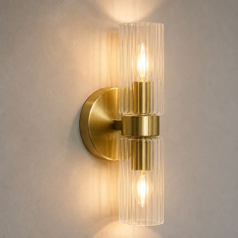 Boa Clear Fluted Glass Gold Wall Light - Indoor Wall Light - Lighting.co.za