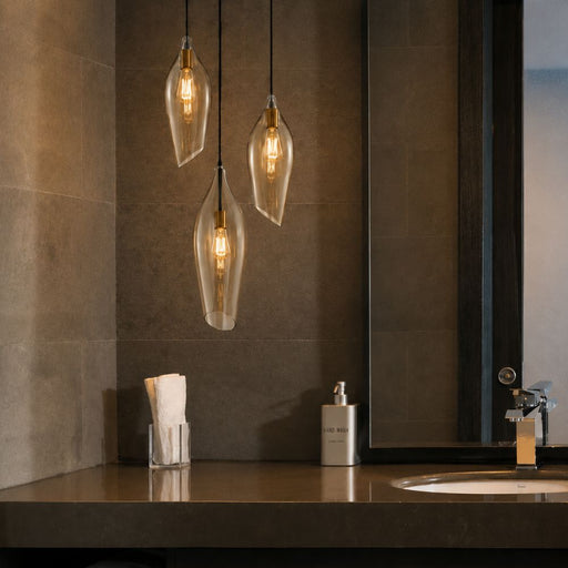 Bollene Brass And Amber Glass Pendant Light - Pendant Light - Lighting.co.za