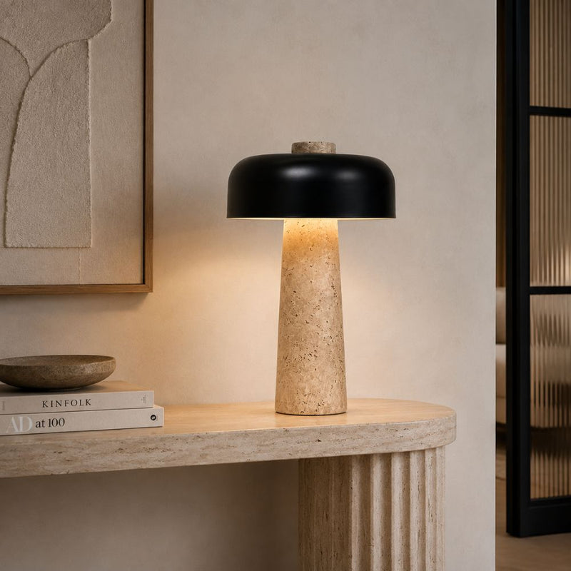 Nest Black and Travertine Table Lamp - Table Lamp - Lighting.co.za