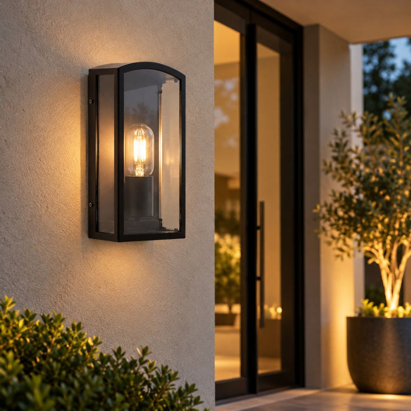 Bridgewater Black and Glass Outdoor Wall Light