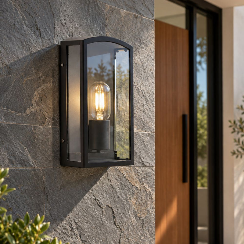 Bridgewater Black and Glass Outdoor Wall Light
