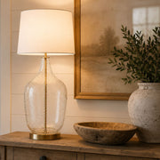 Brioche Crackle Glass and White Shade Table Lamp - Table Lamp - Lighting.co.za