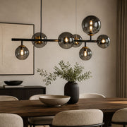 Bubble 7 Light Sphere And Stem Black And Smoke Glass Pendant Light - Pendant Light - Lighting.co.za