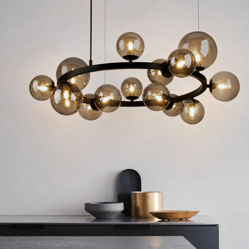 Foam Round 14 Light Black And Smoke Glass Pendant Light - Pendant Light - Lighting.co.za