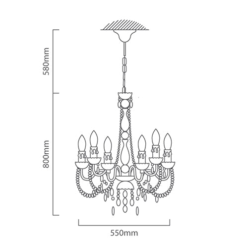 Octave Black or Clear 6 Light Chandelier - Lighting.co.za