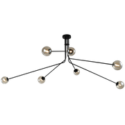 Priya Branch 7 Light Black and Amber Glass Pendant Light - Lighting.co.za