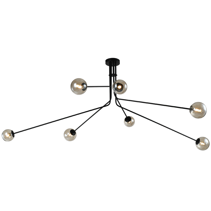 Priya Branch 7 Light Black and Amber Glass Pendant Light - Lighting.co.za