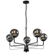 Nexis Black and Smoke Glass 5 Light Chandelier - Lighting.co.za