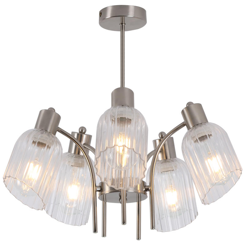 Ambrose Silver and Clear Fluted Glass 3 | 5 Light Chandelier