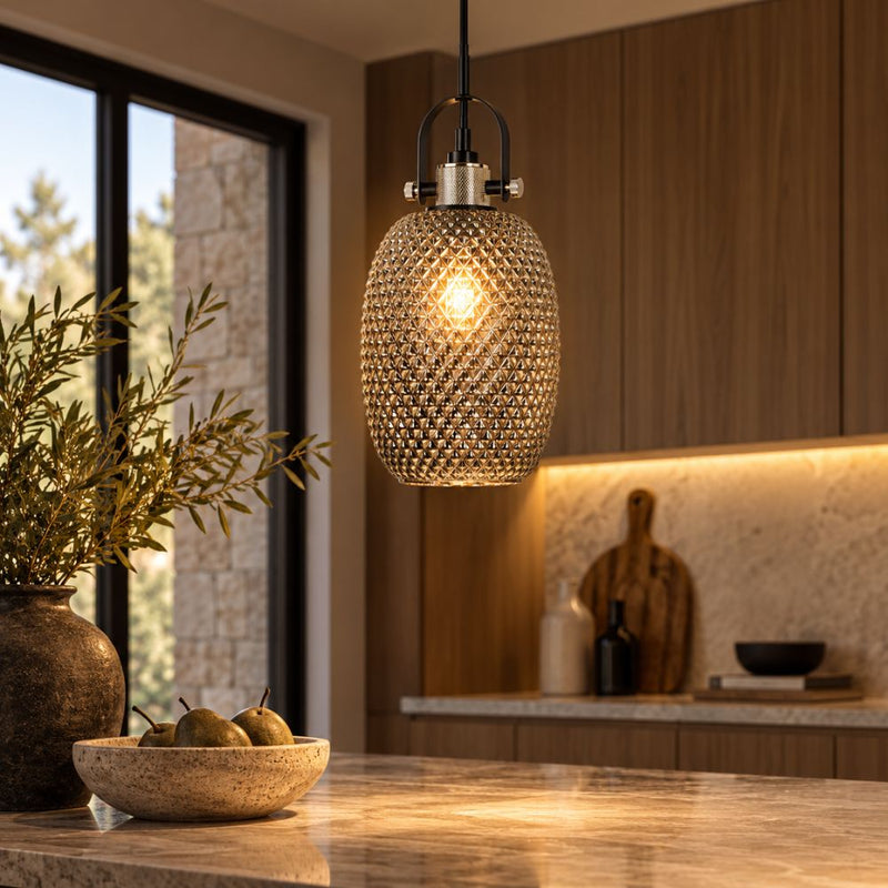 Campari Smoke Grey Textured Glass Pendant Light - Pendant Light - Lighting.co.za
