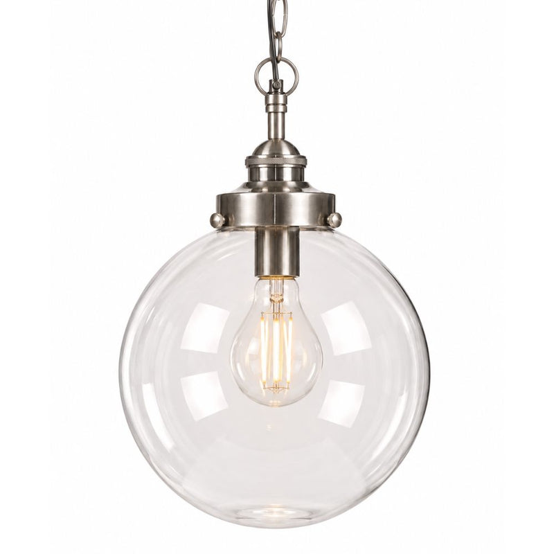 Celeste Clear Glass and Brass or Silver Pendant Light