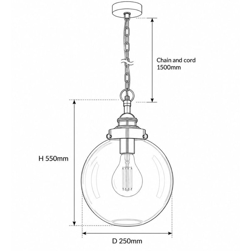 Celeste Clear Glass and Brass or Silver Pendant Light