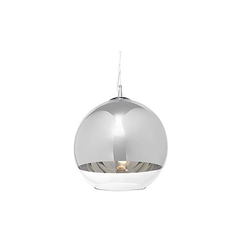 Celia Round Chrome Glass Pendant Light 2 Sizes - Lighting.co.za