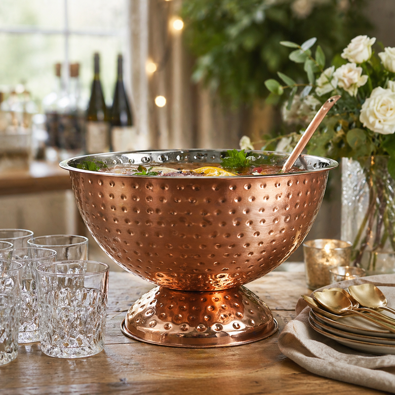 Hammered Copper Punch Bowl 33x21cm 8 Litre - Lighting.co.za