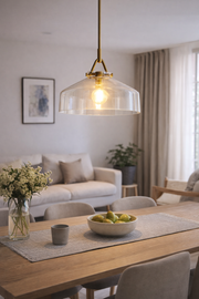 Miller Farmhouse Clear Glass and Gold Pendant Light - Lighting.co.za