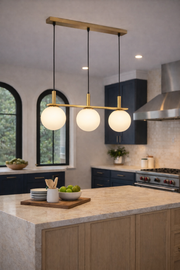 Turin Linear Slim Frosted White Glass and Gold Pendant Light - Lighting.co.za