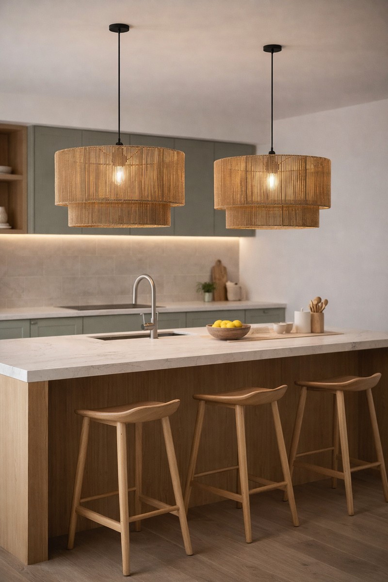 Tiana Double Drum Rattan Pendant Light - Lighting.co.za