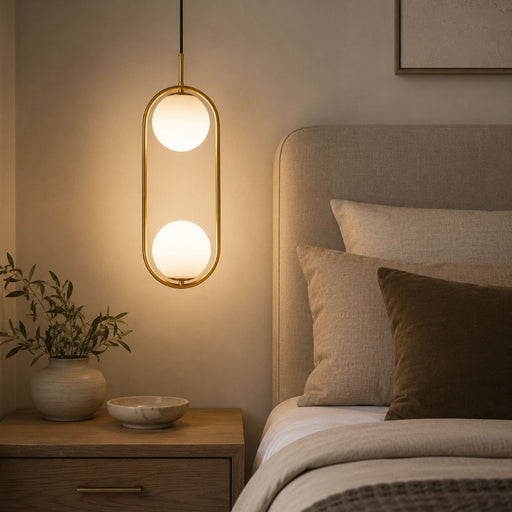 Chic Double Glass Dome Charcoal Black or Antique Brass Pendant Light - Pendant Light - Lighting.co.za