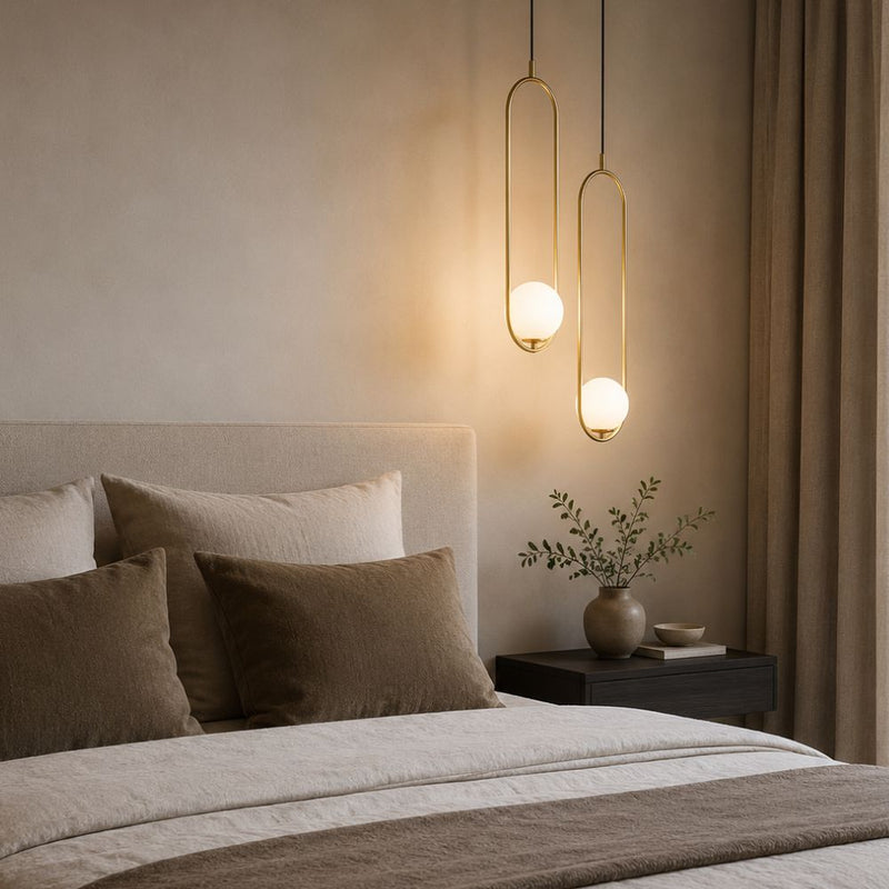 Chic Charcoal Black or Antique Brass Single Glass Dome Pendant Light
