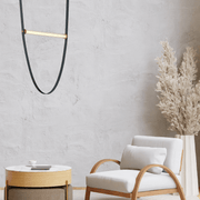 Cintura Black Grey Leather and Brass LED Pendant Light 2 Sizes - Lighting.co.za