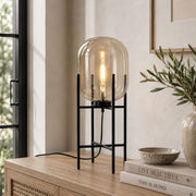 Cleo Pedestal Black And Amber Glass Table Lamp - Table Lamp - Lighting.co.za