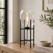 Cleo Pedestal Black And Clear Glass Table Lamp - Table Lamp - Lighting.co.za