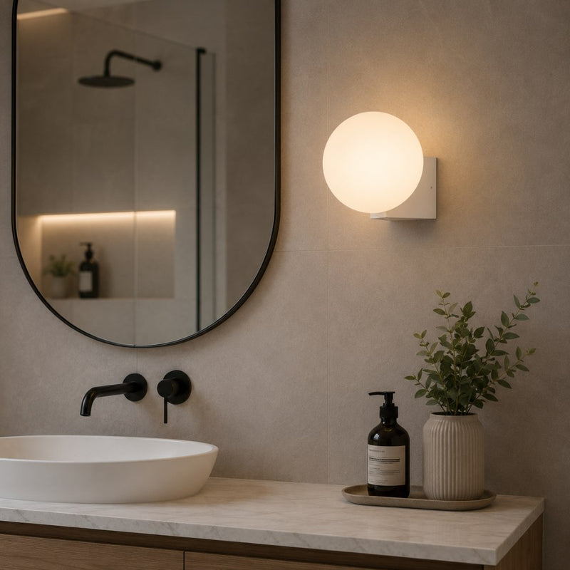 Comino Black | White and White Glass Outdoor Wall Light 2 Sizes