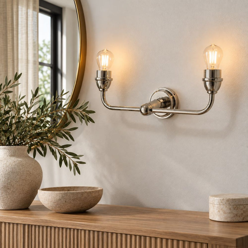 Como Double Arm Antique Brass | Antique Silver Wall Light