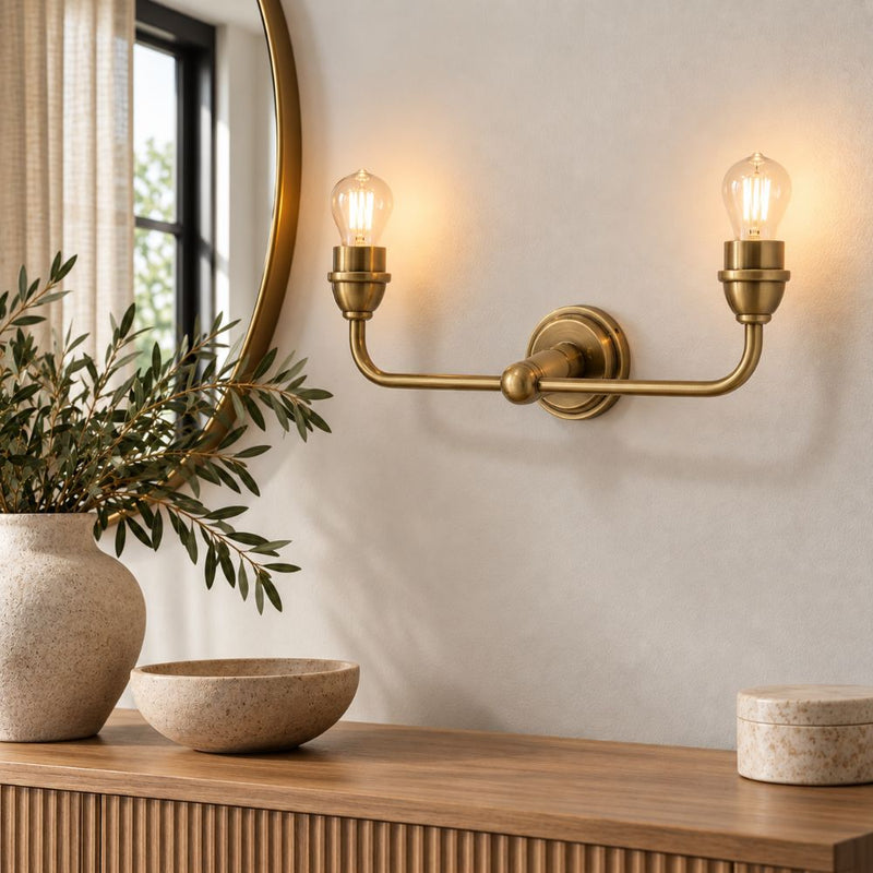 Como Double Arm Antique Brass | Antique Silver Wall Light