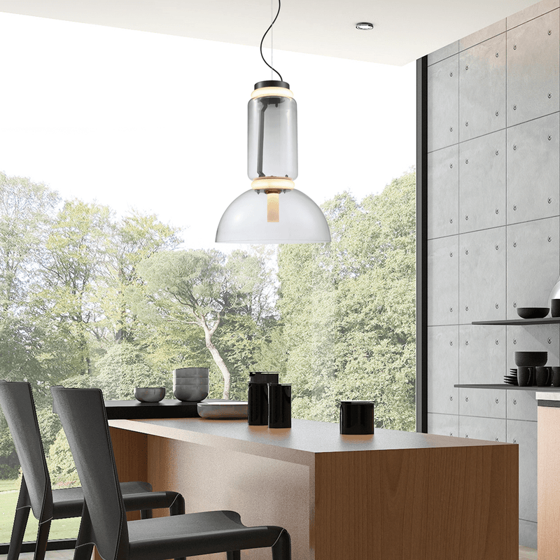Coupe Clear Glass and Black LED Pendant Light - Lighting.co.za