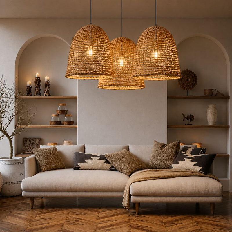 Dalton Organic Shaped Basket Rattan Pendant Light 2 Sizes - Pendant Light - Lighting.co.za
