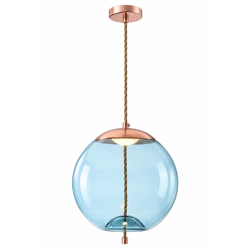 Droplet Amber | Smoke Glass Orb LED Gold And Rope Pendant Light
