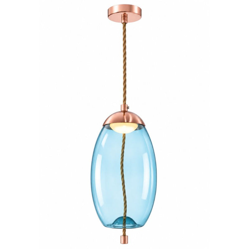 Droplet Amber | Smoke Glass LED Gold And Rope Pendant Light