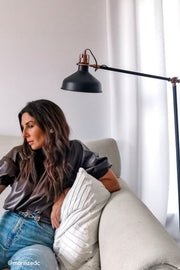 Anna Black | White | Grey Floor Lamp - Lighting.co.za