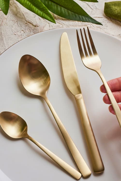 Vintage Gold Cutlery in Luxury Hotel with White Plates - Lighting.co.za