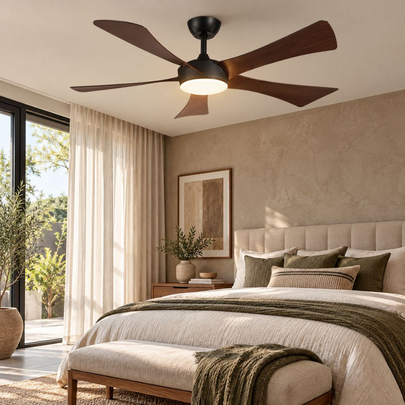 Ease 5 Blade Black and Walnut CCT LED Ceiling Fan