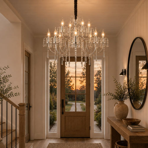 Elegant Chrome And K9 Crystal 12 Light Chandelier - Chandelier - Lighting.co.za
