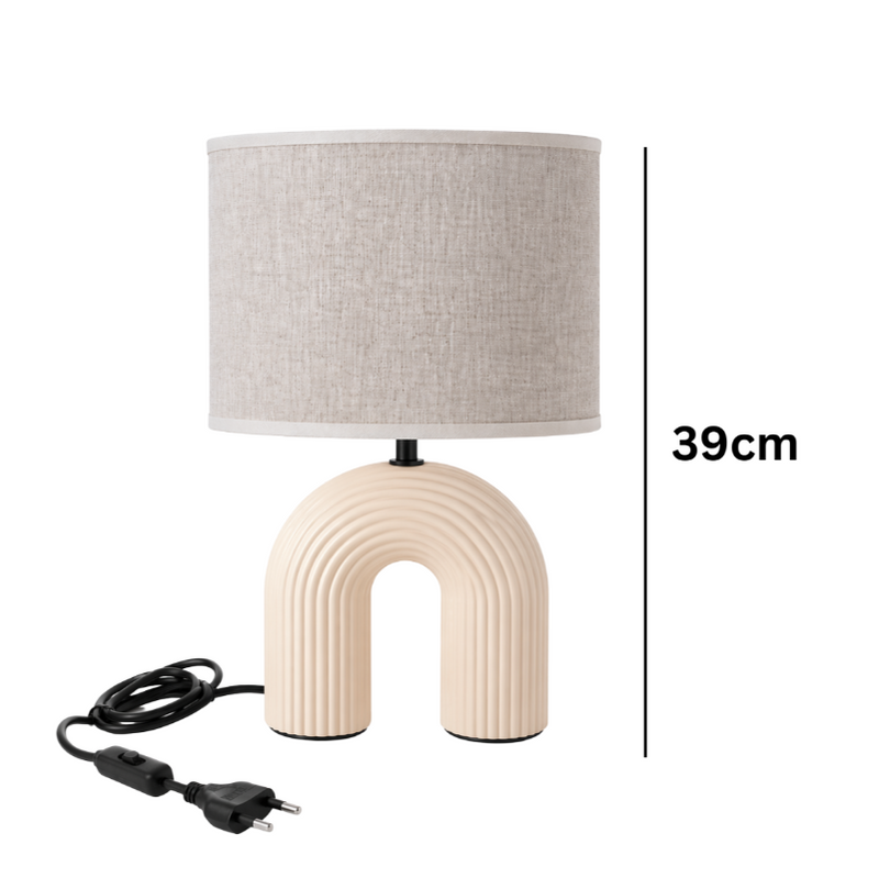 Elle Ribbed Ceramic and Natural Table Lamp - Set of 2