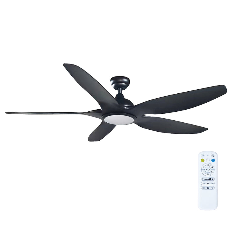 Eon 5 Blade Black LED Ceiling Fan - Lighting.co.za
