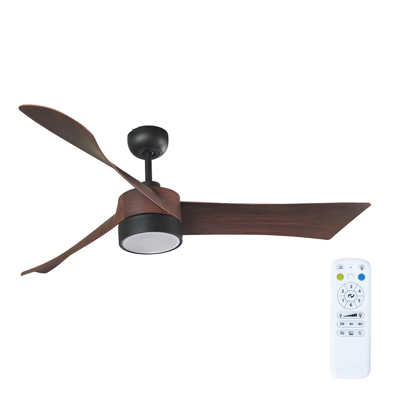 Edge Black and Dark Wood 3 Blade CCT LED Ceiling Fan - Lighting.co.za