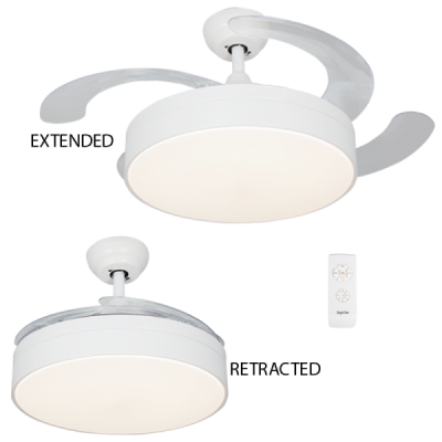 Hide Clear 4 Blade White LED Ceiling Fan - Lighting.co.za