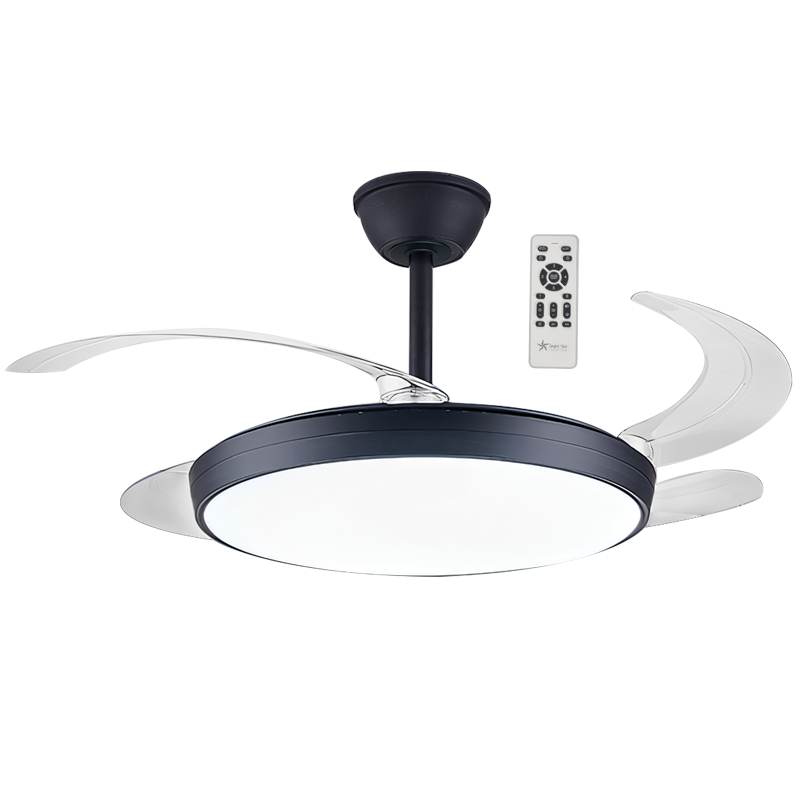 Heru Clear 3 Blade Black LED Ceiling Fan - Lighting.co.za