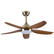 Adore 5 Blade Antique Brass CCT LED Ceiling Fan - Lighting.co.za