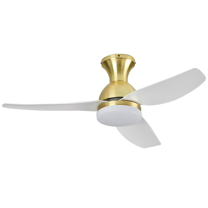 Harley 3 Blade White and Gold CCT LED Ceiling Fan